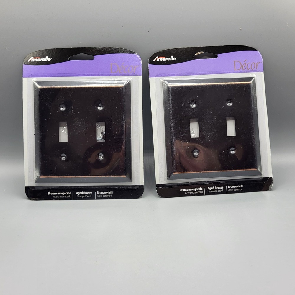 2 Amerelle Décor Double Toggle Wall Plate Aged Bronze Finish Sealed